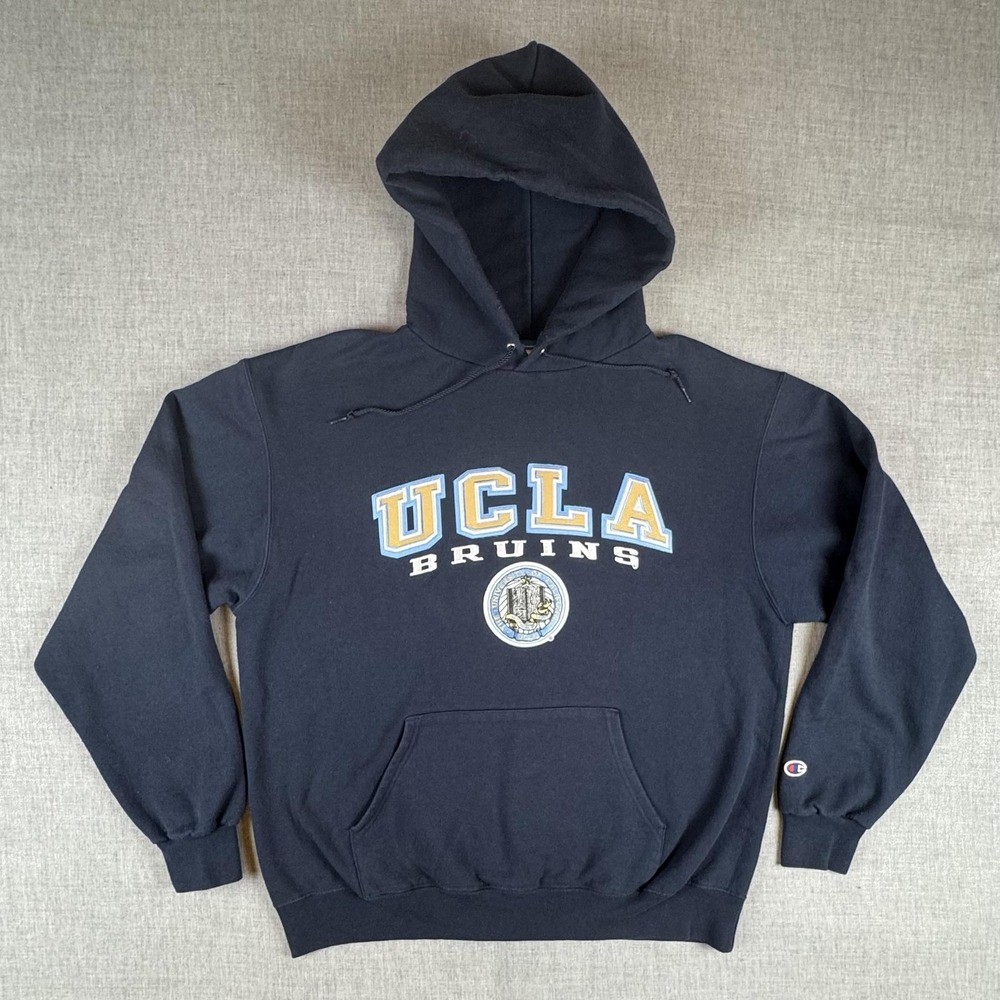 UCLA Bruins Hoodie Sweatshirt Mens Large Blue NCAA College Champion Eco Fleece